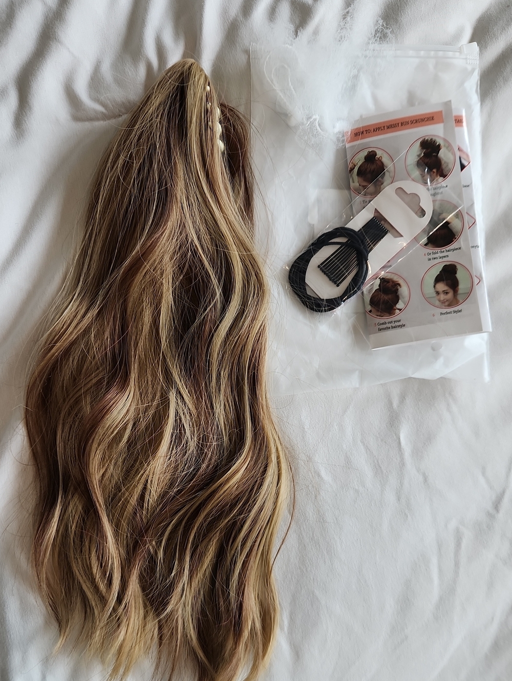 Natural Wavy Clip-In Ponytail Extension - Blonde Brown Blend